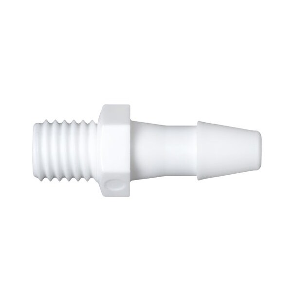 Cole Parmer Threaded to Hose Barb Fitting, Straight Adapter, White Nylon, Cleanroom, 1/4-28 UNFx1/8in ID; 10PK A1428-2-200MN-QC - main